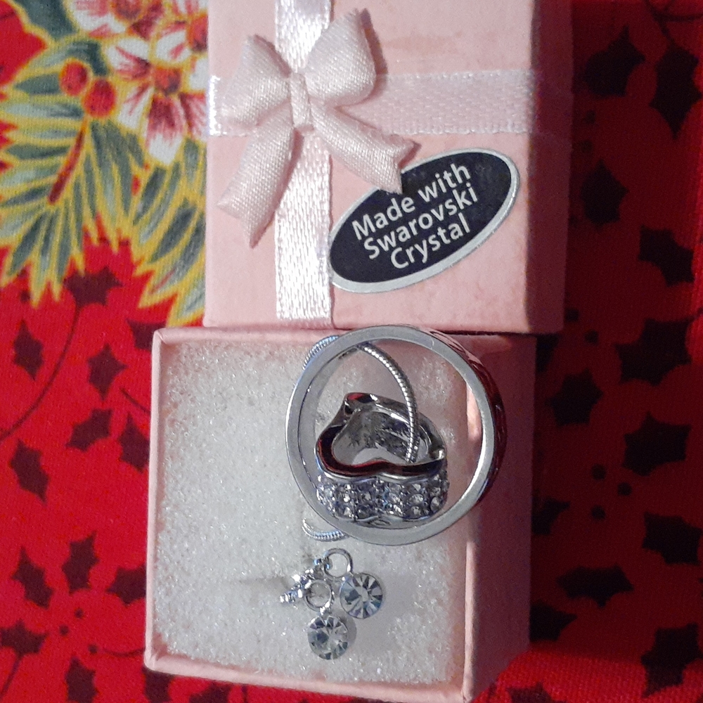Swarovski Love Promise Silver Necklace & Swarovski  Tennis Bracelet. Silver